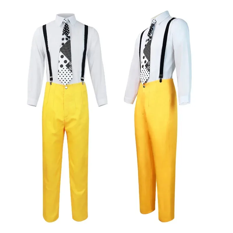 2025 nueva película la máscara Jim Carey disfraz de Cosplay adulto abrigo amarillo camisa pantalones accesorios conjunto completo La Máscara juego de rol Su ★ ☆ ★