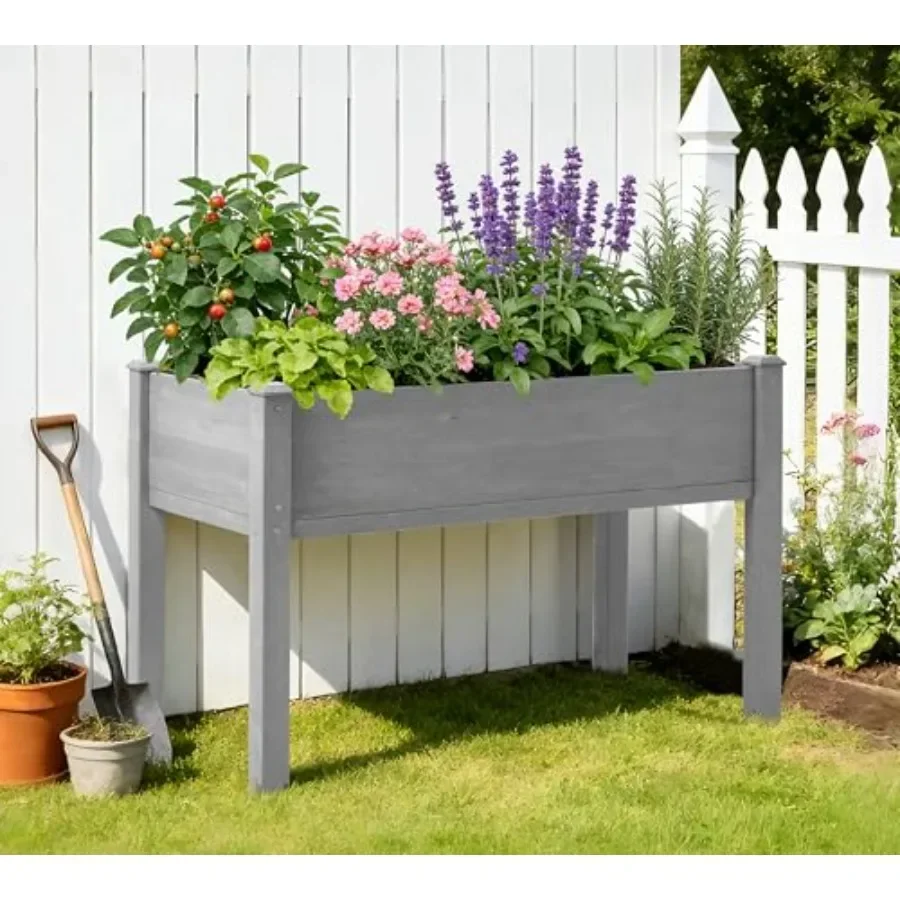 Raised Garden Bed with Legs, 48×24×30 Cedar Wood Elevated Planter Box