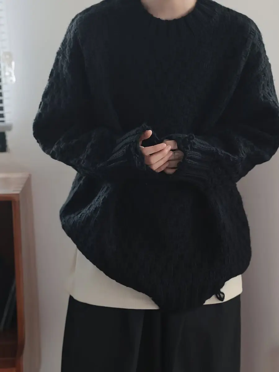

Lazy, trendy, artistic, trendy, Japanese style, simple, new, versatile, ins, ripped hole sweater, Harajuku temperament, multi co