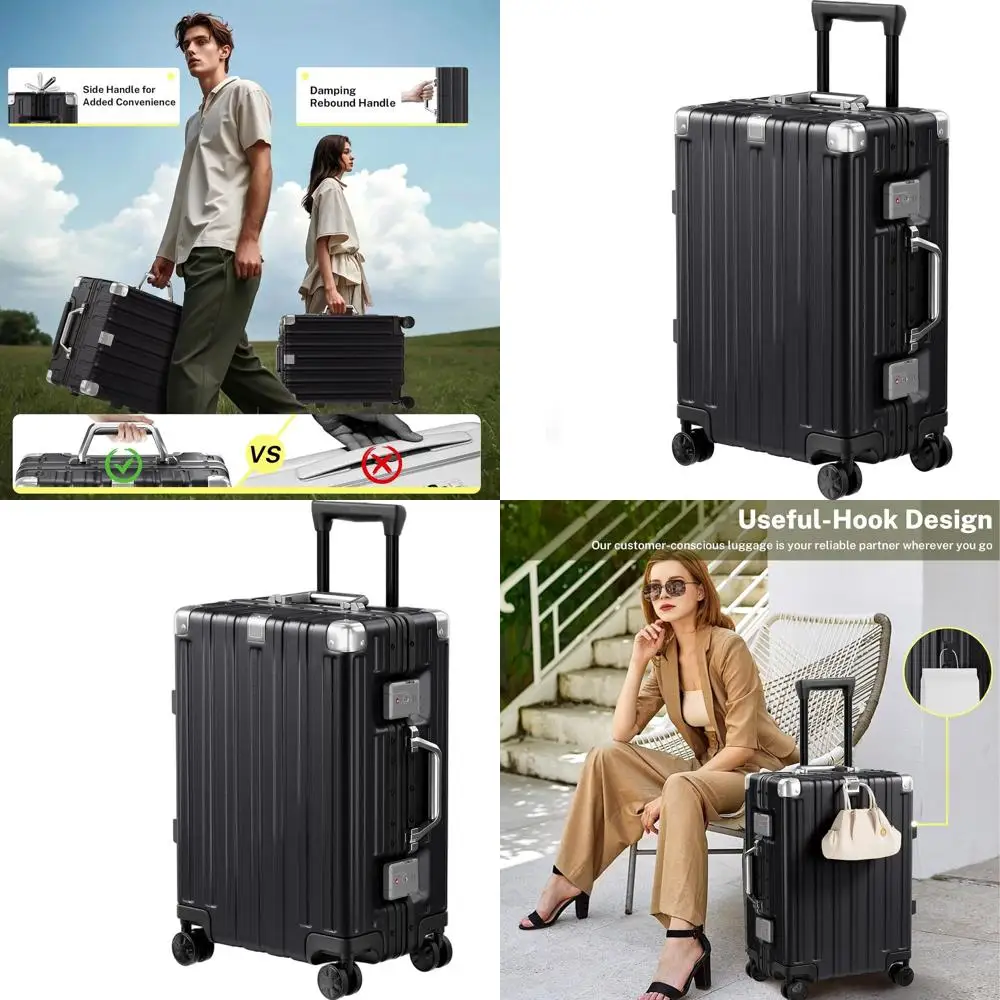 20 Aluminum Frame Spinner Suitcase - Hardshell PC+ABS with TSA Lock, No Zipper