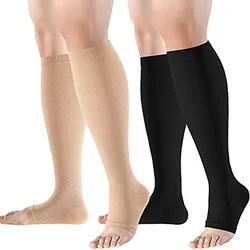 Black Knee High Open Toe Medical Compression Socks for Women/Men Sports Running Compress Socks S/M/L/XL/XXL