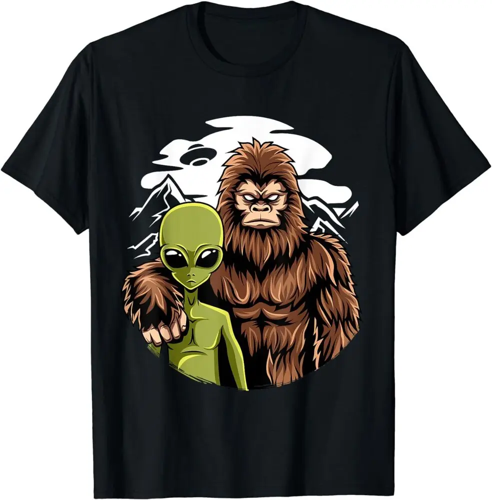 Retro Alien And Bigfoot Sasquatch UFO Believer T-Shirt Unisex T-shirts For Man Woman Short Summer Tees Luxury Brand