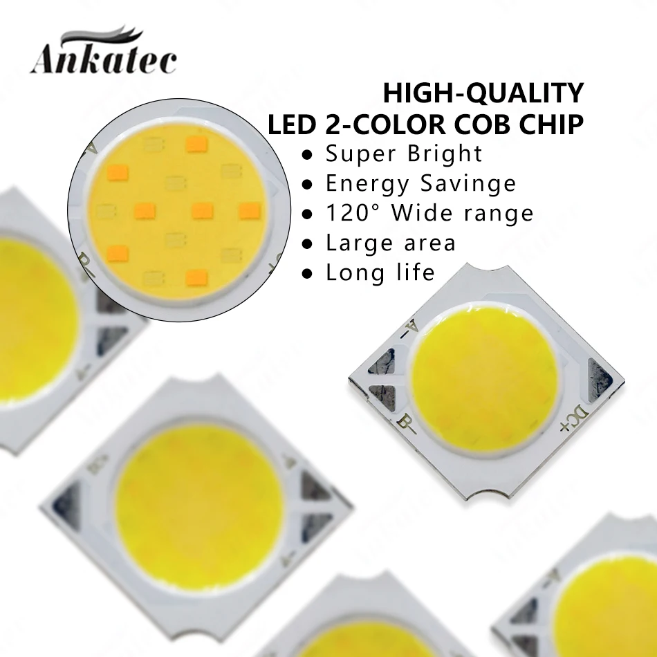 5PCS 2-Color LED COB Light Board 300mA 5W 7W 12W 18W 24W 30W DC 15V-105V Aluminum Substrate Lamp 19mm 14mm CCT 2700K 4000K 6000K