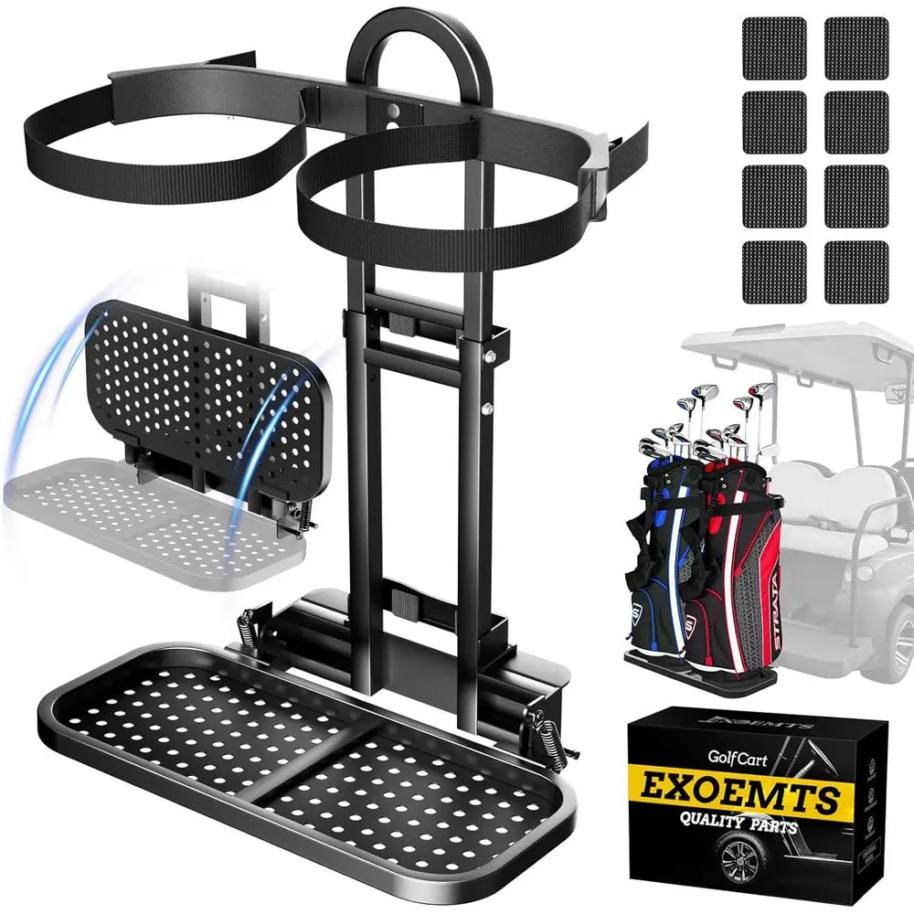 

Universal Golf Cart Rear Seat Bag Holder, Upgraded Rear Seat Bag Rack, Fits 8-Inch Safety Grab Bar, Ideal for 4-Seater Vehicles,