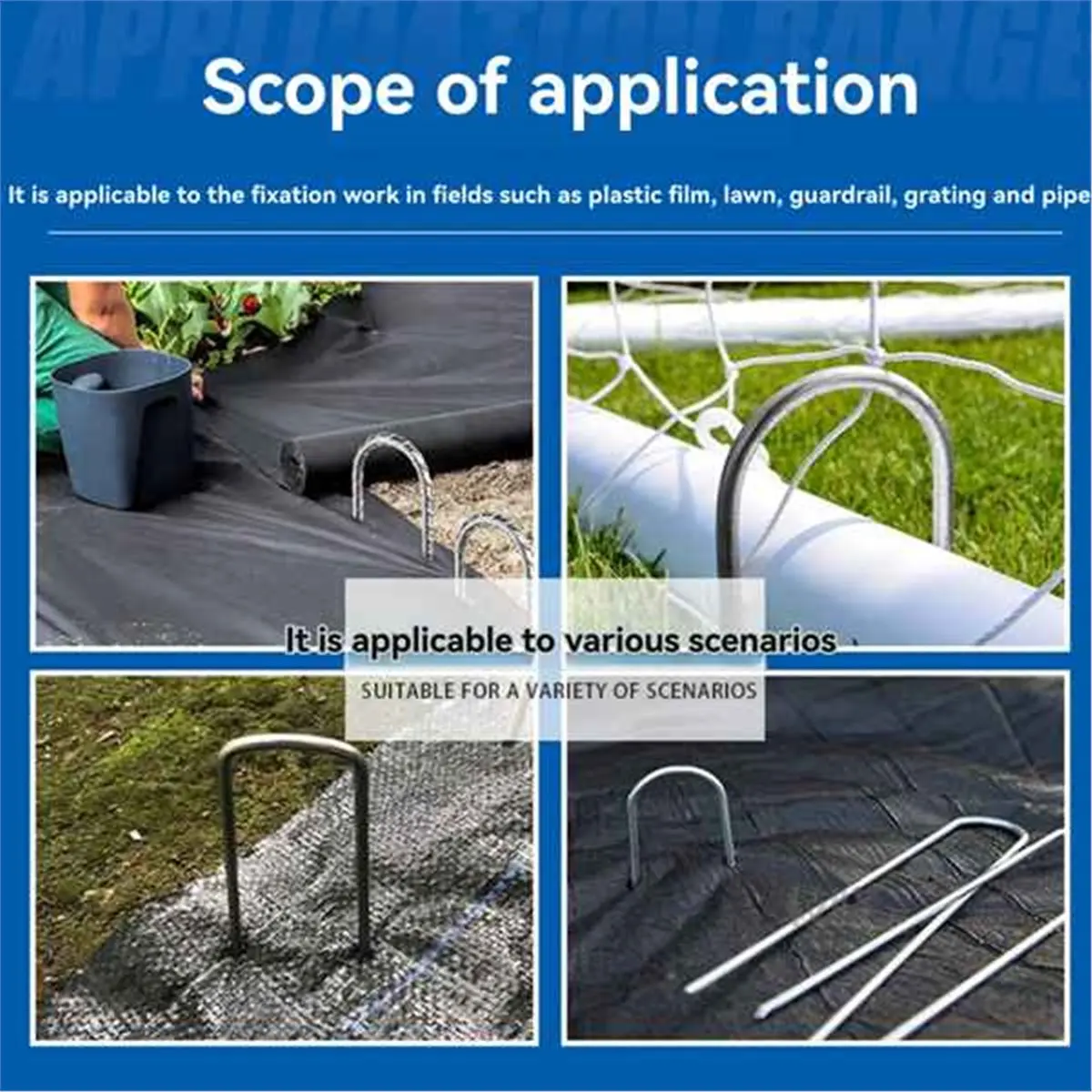 50pcs Set U-Shaped Garden Staples with Washers for Secure Ground Fixing and Weed Control