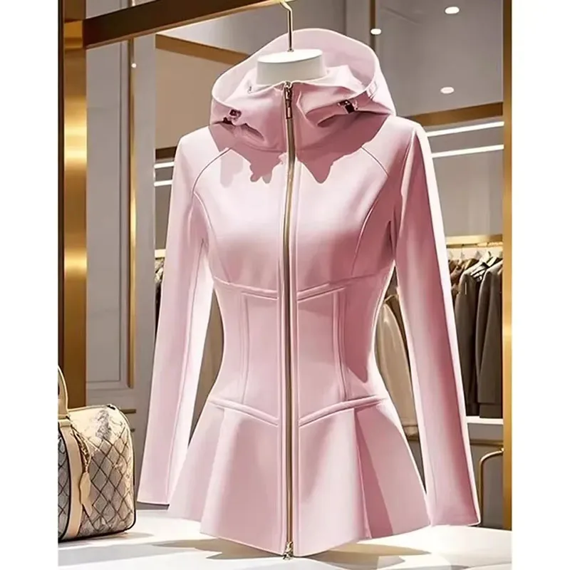 

2025 Korean High Quality Women's Short Jacket Spring Autumn Fashion Hooded Lady Outerwear Casual Wild Long Sleeve Ladies Coat