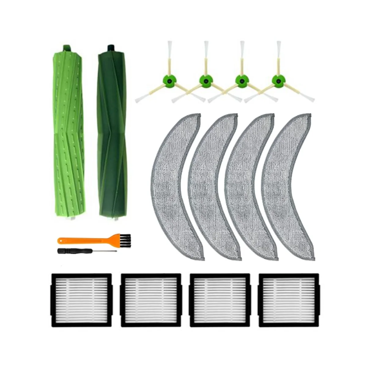 16ชิ้นอะไหล่ทดแทนสำหรับ J7คอมโบ + หุ่นยนต์ดูดฝุ่นแปรงขัดยางตัวกรองผ้าถูพื้นแปรงด้านข้าง