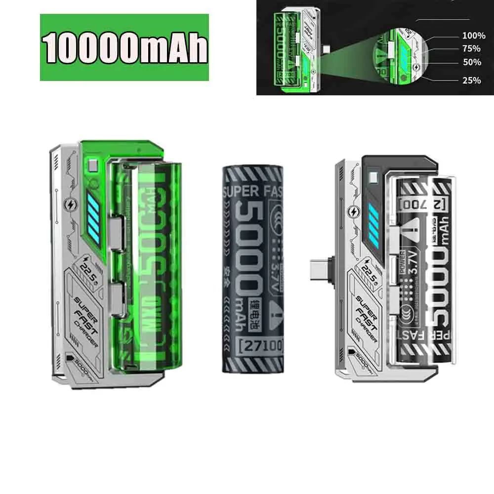 

Сменный аккумулятор Power Bank 21700 емкостью 10000 мАч для Samsung IPhone 22,5 Вт, быстрая зарядка, внешний аккумулятор, двусторонняя быстрая зарядка