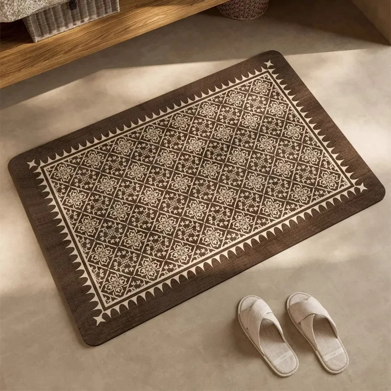 

Bathroom Carpet Non-slip Strong Absorbent Floor Mats Home Decor Retro Pattern Bath Mat Toilet Entrance Area Rug Alfombra De Baño