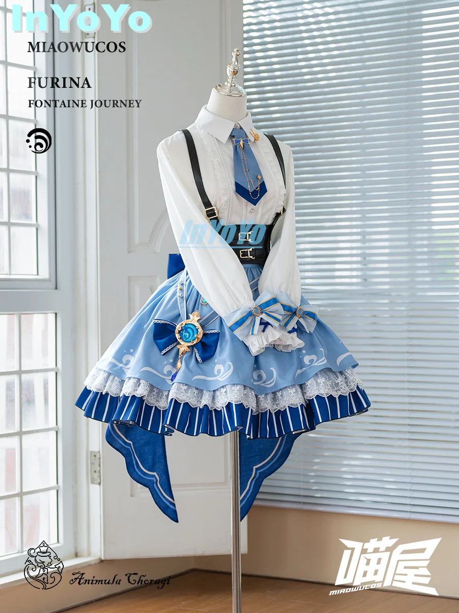 InYoYo Furina Focalors disfraz de Cosplay Genshin Impact Lolita, vestido encantador, uniforme, traje de juego para mujer, traje de fiesta de Halloween