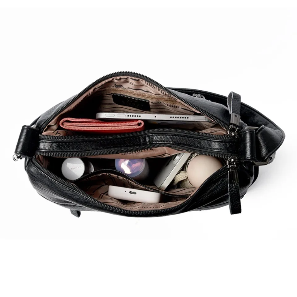 Luxury Crossbody Bag Women Bags Designer 2 Layers Top Quality Soft Pu Leather Solid Color Shoulder Bags for Women Ladies Purses