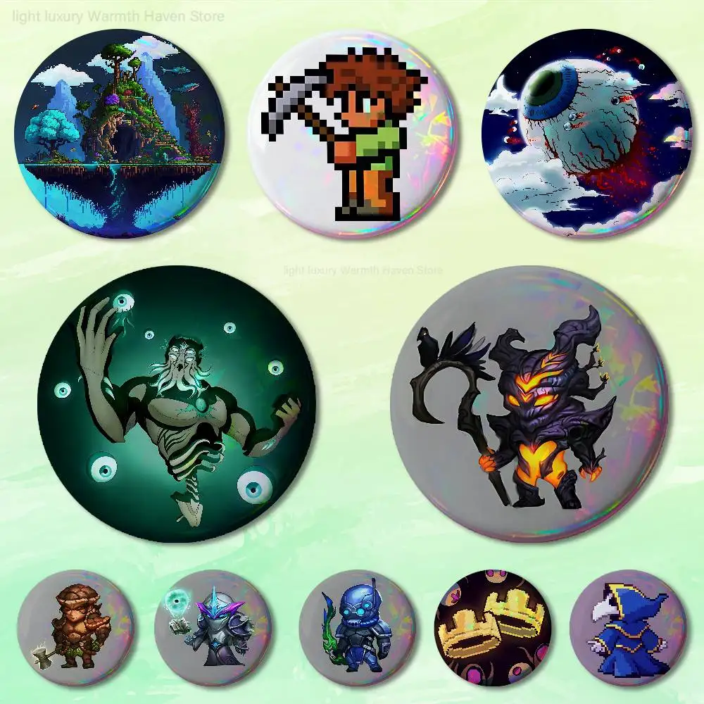 

Game T-Terrarias Pins 58mm Cute Cartoon Badge Handmade Brooches for Backpack Accessories