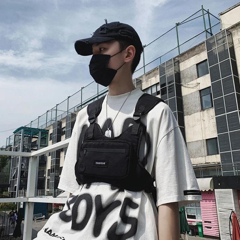 Tactical Vest Chest Bag Hip Hop Streetwear Fashion Large Capacity Functional Waist Bag Sports Casual Oxford Bag for Men Women