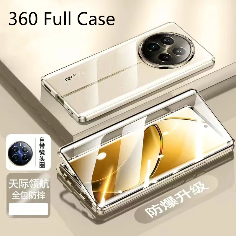 

360 Full Case For Realme 13 Pro Plus Case For Realme 13Pro + 5G Double Sided Magnetic Adsorption Metal Tempering Glass Cover