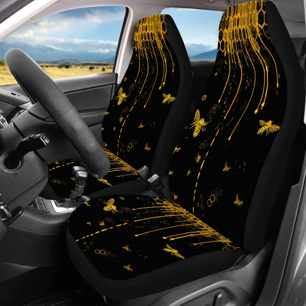 Juego de 2 fundas para asientos de coche con estampado Golden Hive Cascade, adecuadas para todos, diseñadas para adaptarse a los asientos delanteros de coches, SUV y sedanes. Impr
