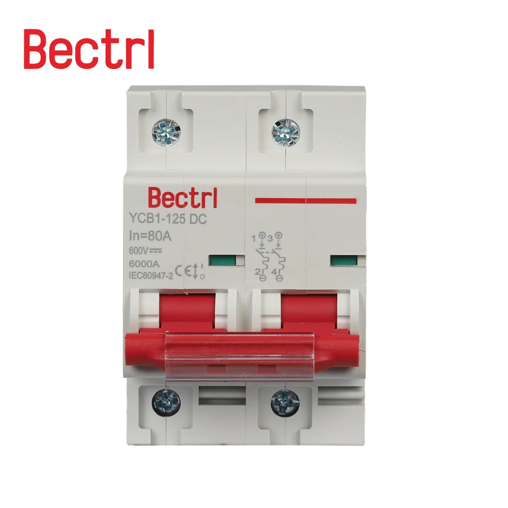 YCB1-125DC Circuit Breaker 2P 80A/100A/125A Solar Energy Photovoltaic DC Circuit Breaker Mini Circuit Breaker DC250V 500V