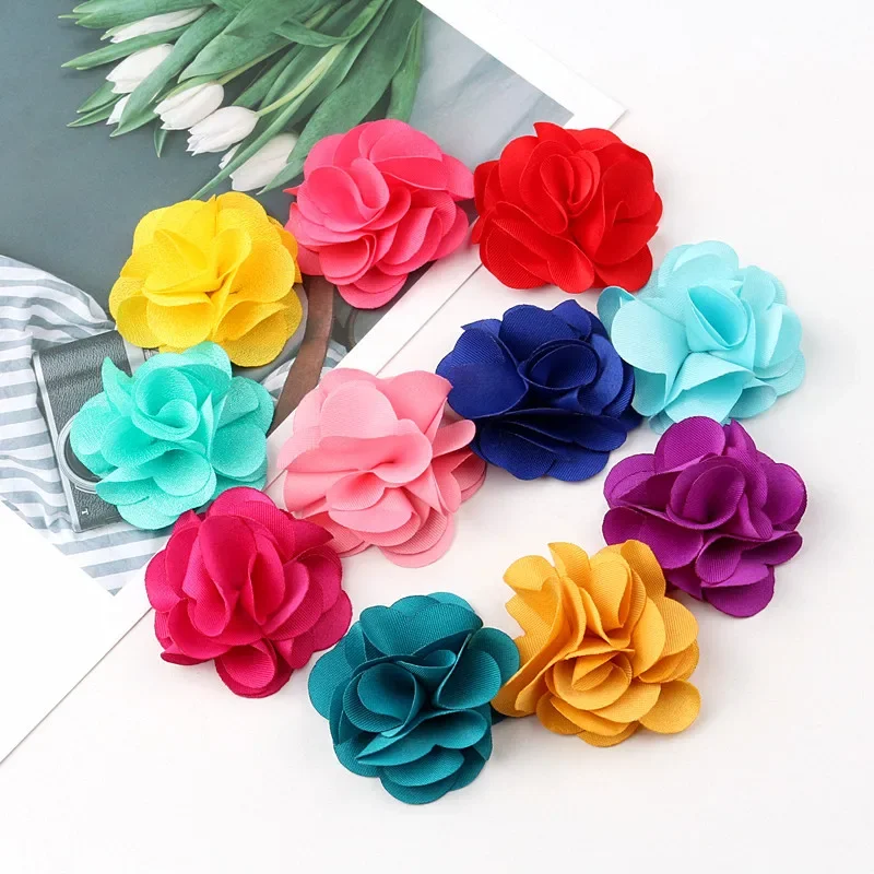 100Pcs Mix Colors Mini Chiffon Fabric Flower For Wedding Invitation Artificial Flowers For Dress Decoration