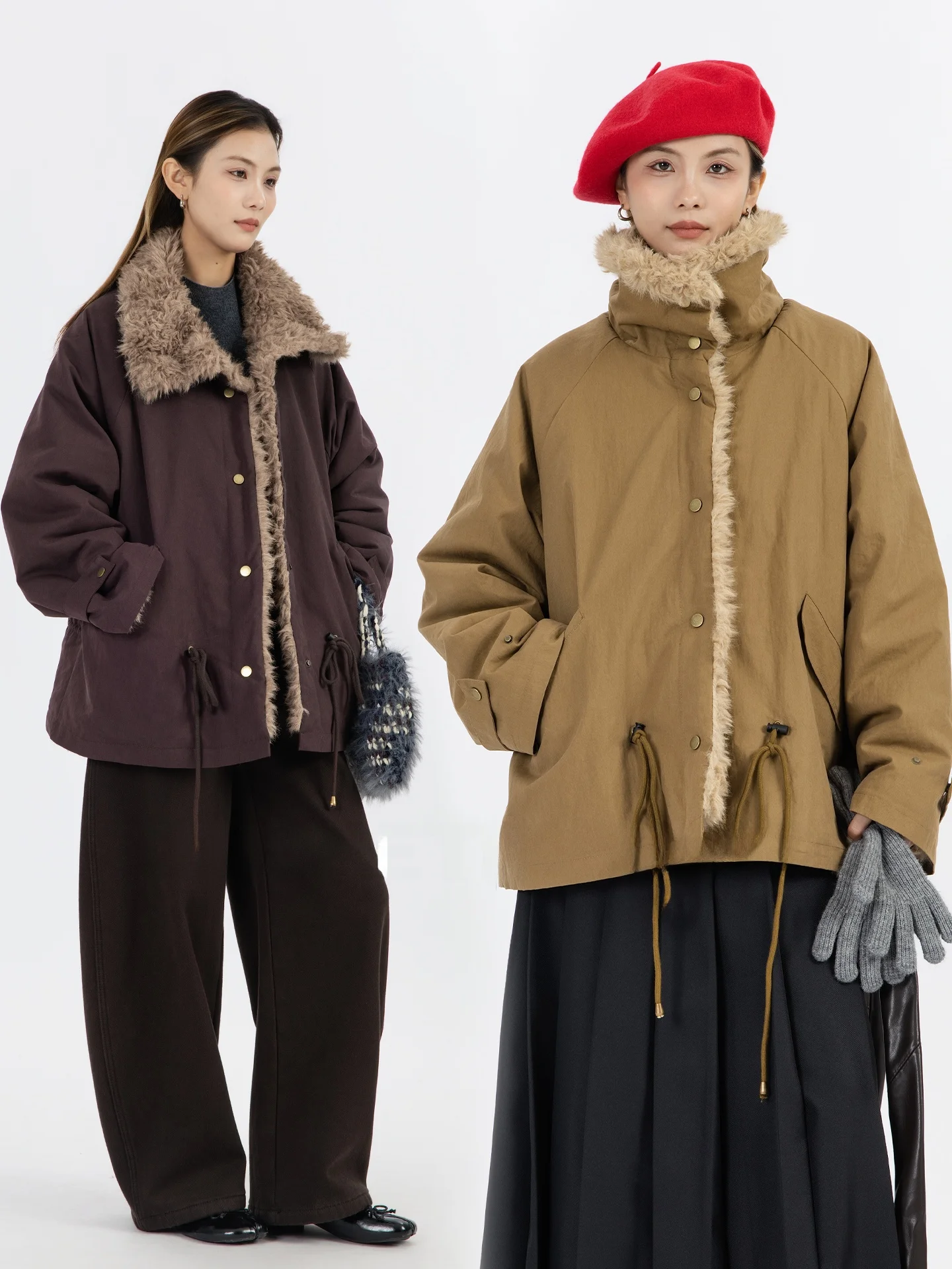 

Утепленное зимнее пальто женское из искусственной кожи и меха свободного кроя с воротником из искусственного меха, теплое, простое, для повседневной носки