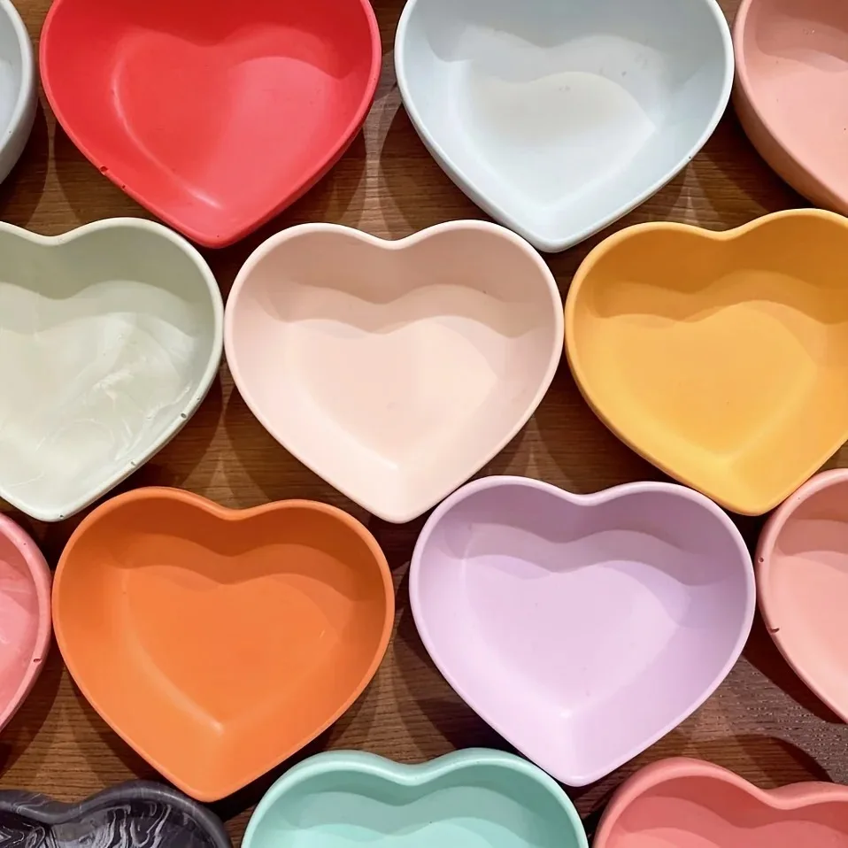 Concrete Stripe Storage Tank Silicone Mold DIY Heart Shaped Disc Elliptical Tray Gypsum Cement Resin Mold image 3