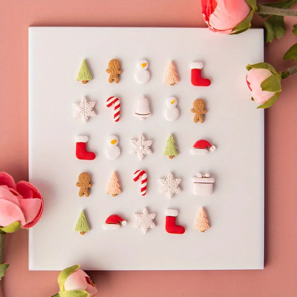 10Pcs Christmas Mini Clay Earring Cutters, Snowman, Gingerbread & Socks Shapes, Polymer Clay Mold for Jewelry & Pendant Making