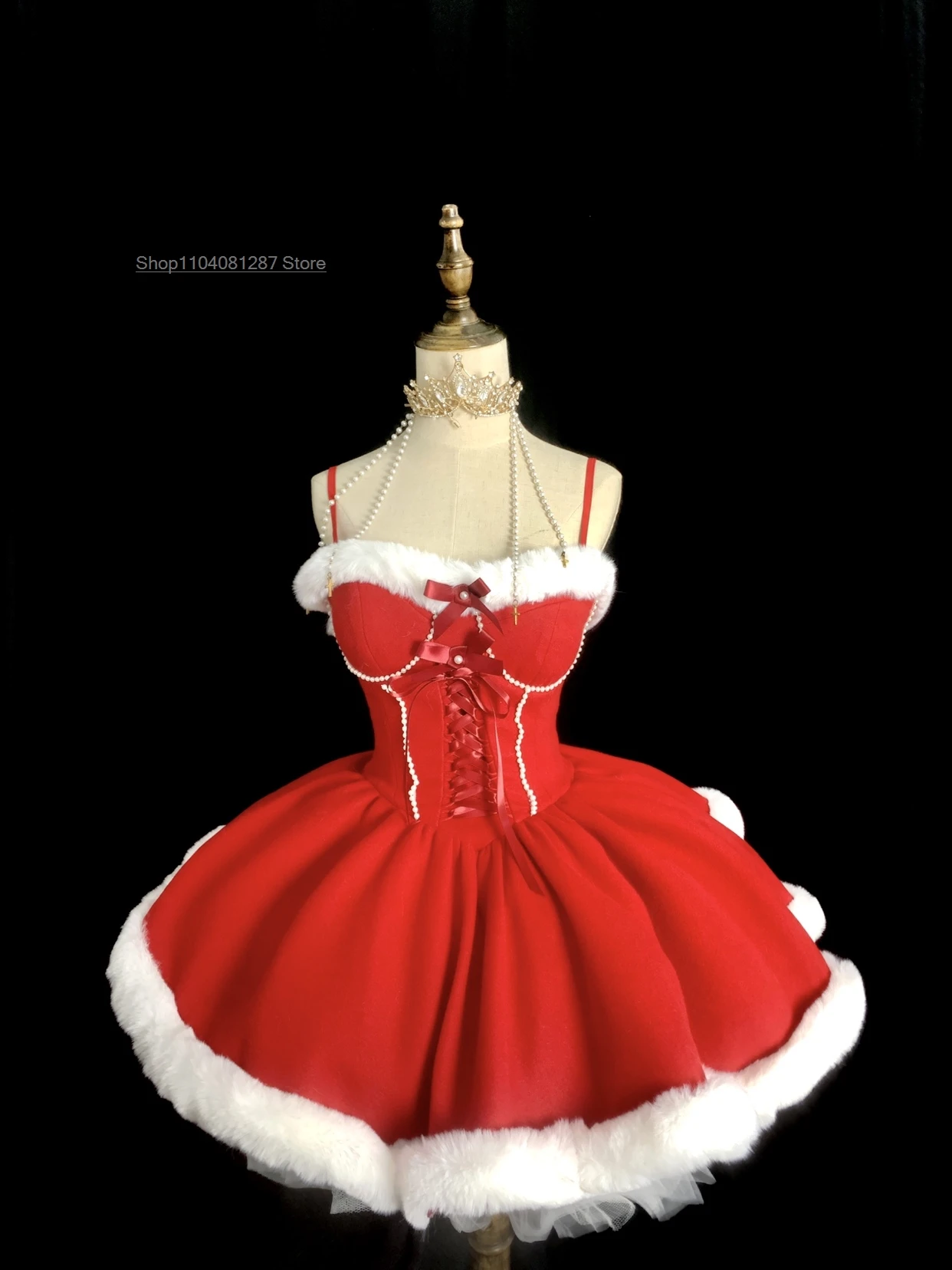 Precioso vestido rojo de sirvienta Lolita, trajes Kawaii de Halloween, falda de princesa, vestido de Navidad Kawaii, disfraz para mujer, traje de Papá Noel