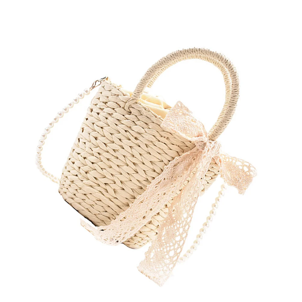 1 قطعة حقيبة يد للسفر امرأة حقيبة كتف أنيق القش المنسوجة حقيبة كروسبودي تخزين متوسطة السعة للمفاتيح عملات مريحة حمل #6