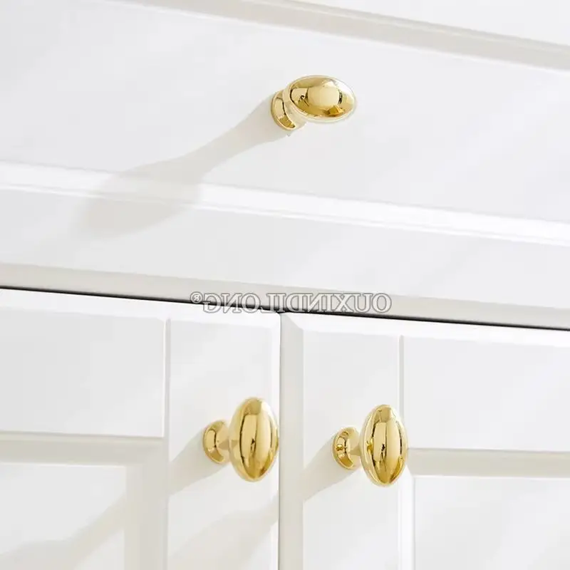 High-end 10PCS Solid Brass Oval Furniture Pulls Handles Drawer Knobs Cupboard Wardrobe Closet Dresser Wine Cabinet Pulls Knobs