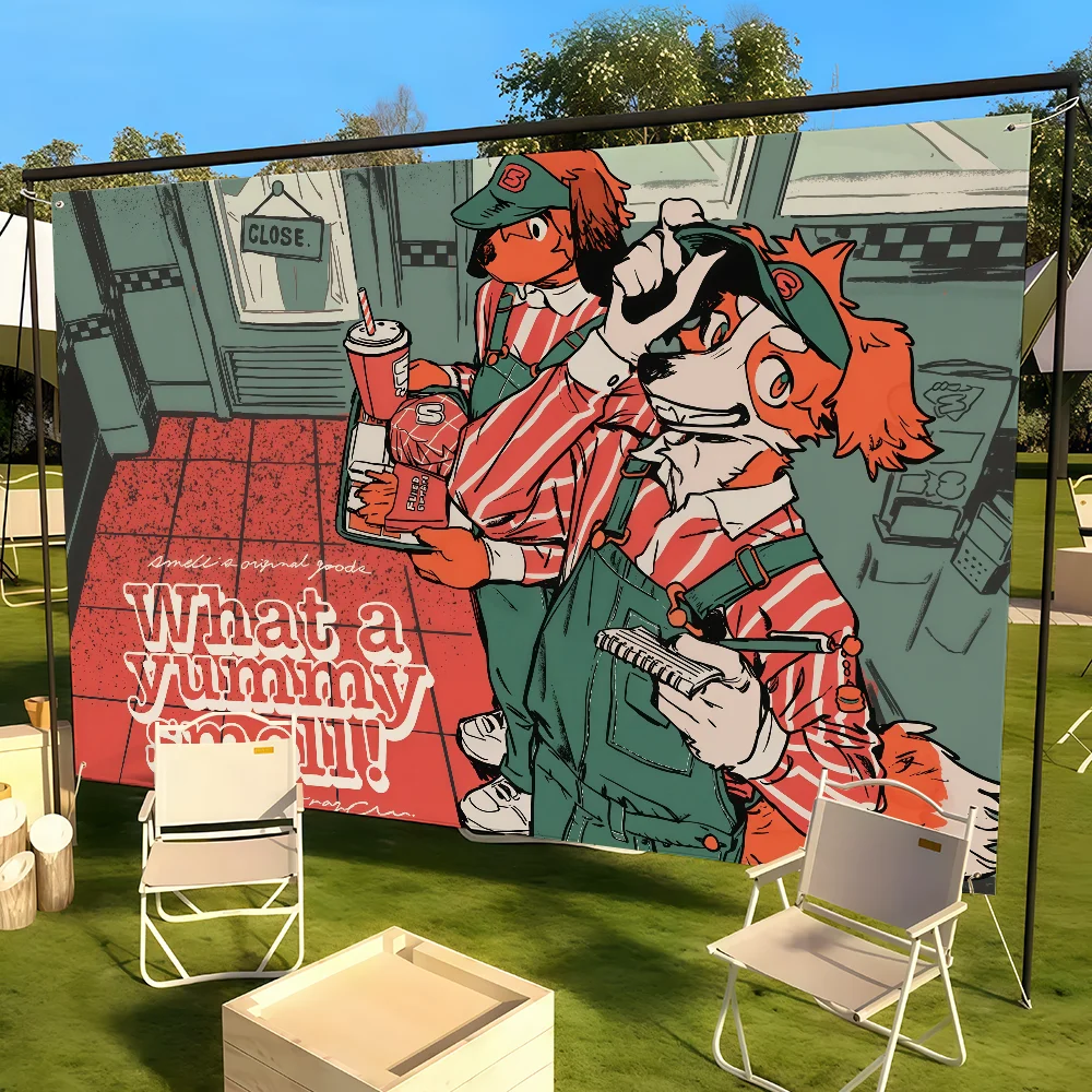 Cartoon S-SMELL N-Nagabe furry flag Custom Camping Garden Decor Party Backdrops Wall Art Family Gifts