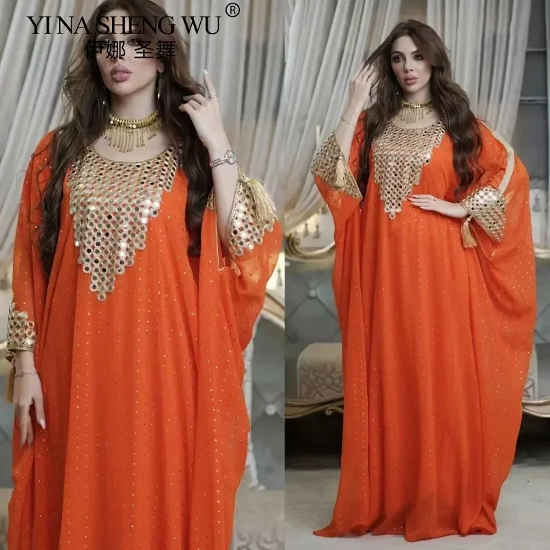 Neues Muslimisches Abaya-Kostüm für Frauen, Langes Orientalisches Bauchtanz-Outfit, 2-teiliges Set, Khalegy Performance-Tanzkleidung