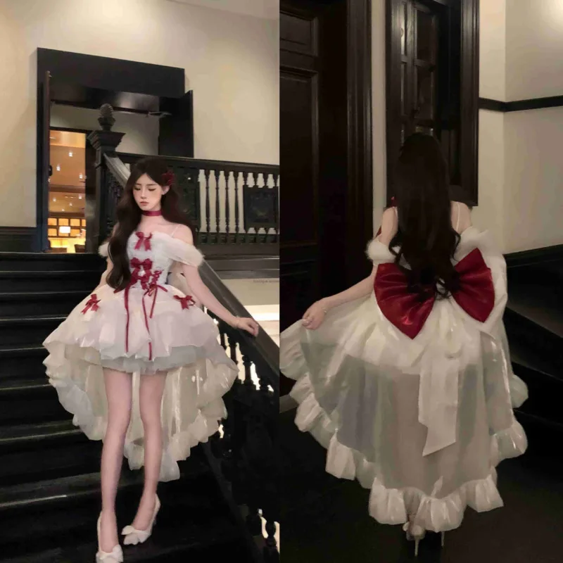 

Christmas Cosplay Battle Dress Party Mini Dress High-End Light Luxury Niche Gathering Coming-of-Age Dress Princess Dress