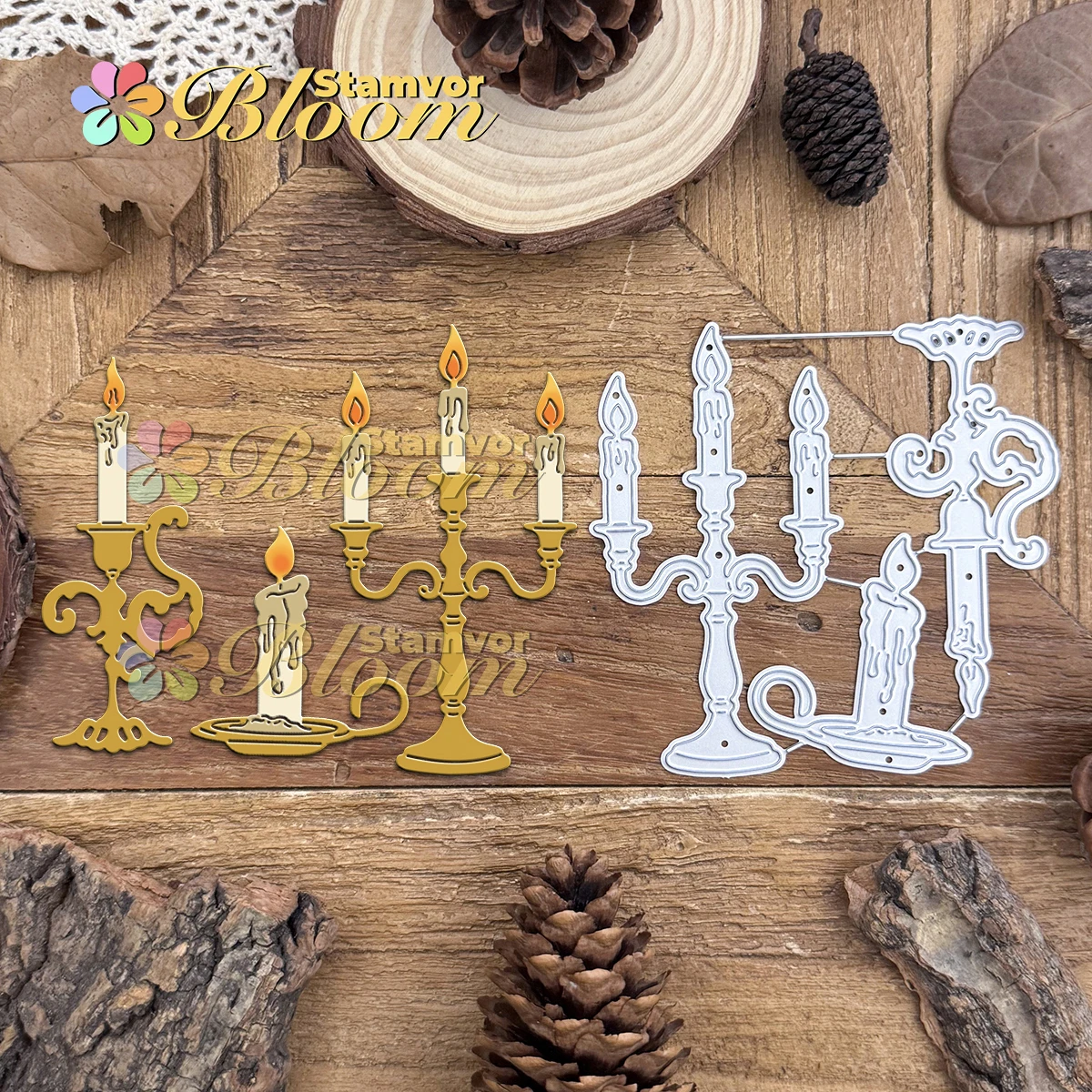 Original Retro Gothic Candlessticks Metall Stanzformen Scrapbooking Dekorative Prägung