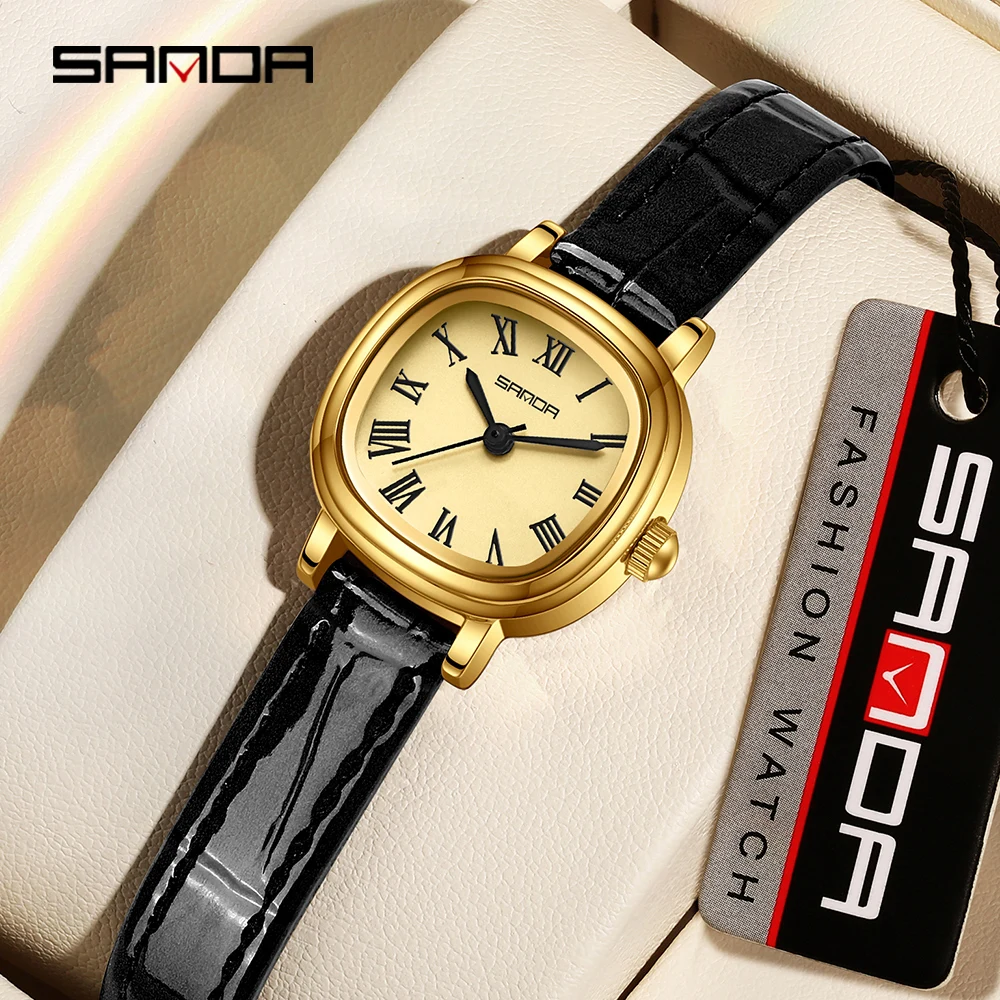 

SANDA 1137 Women's Quartz Watch Fashionable and Elegant Rose Gold Simple Roman Simulation Display Women's Watch 2024