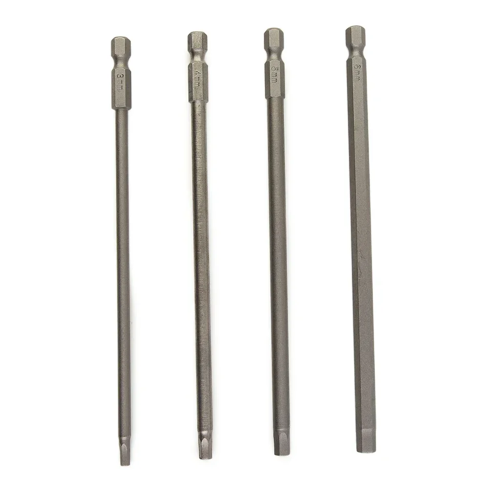 Sechskant-Schraubendreher-Bits, 4 Stück, Magnetkopf-Schraubendreher-Bits, hohe Qualität, 150 mm langer Schaft für 1/4 Sechskantantrieb (3/4/5/6 mm)