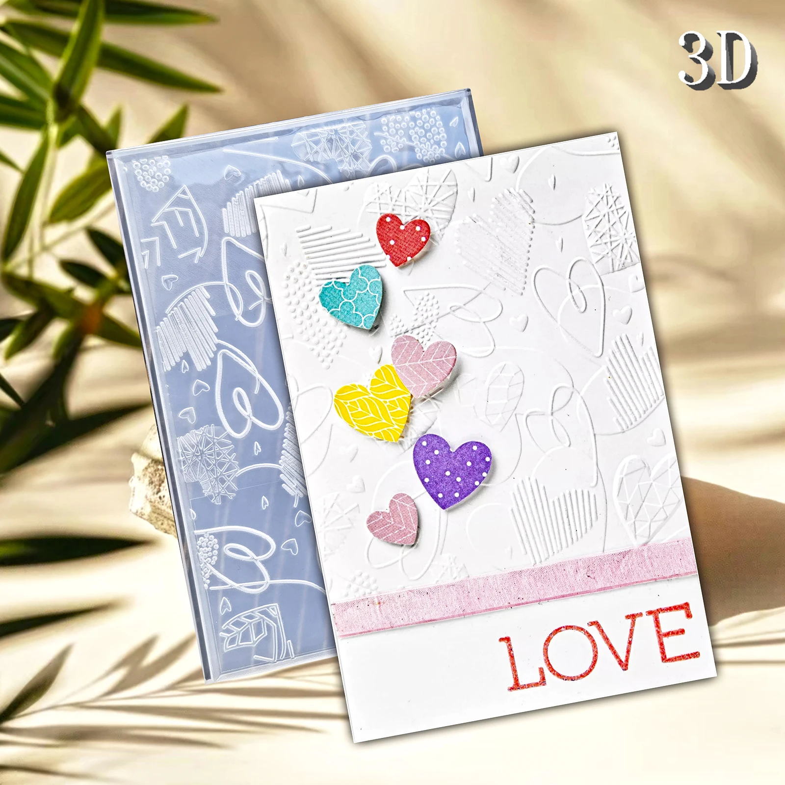 Entwerfen Sie einen 3D-geprägten Ordner für „Love Images from Lines to Dots“, das im Visitenkartendruck und Scrapbooking verwendet wird – langlebiges Kunststoff