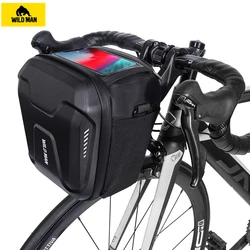 WILD MAN 3L Bike Bag Front Cycling Bag Rainproof Touch Screen Bicycle Phone Bag 4.7--6.7 Inch Mobile Phone Case MTb Accessories