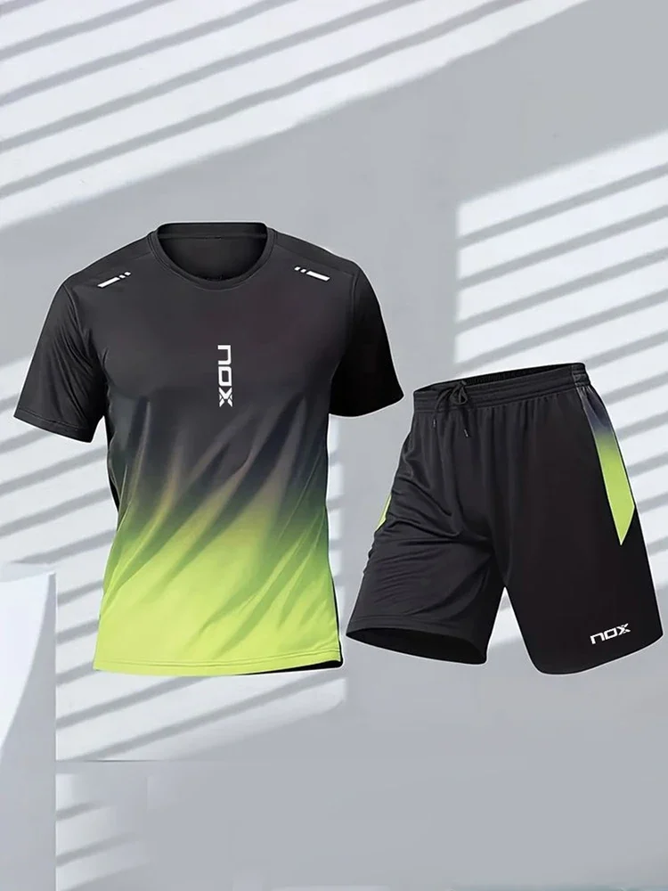 2024Nox Men\'s Tennis Sports T-shirt And Loose Shorts Set Comfortable Football Sports Shorts Summer Men\'s Badminton Training Wear