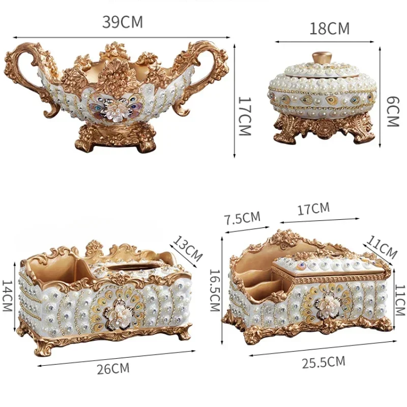 Light Luxury Handmade Fruit Dish - Creative Retro Resin Ornaments European Style Household Paper Towel Box for Living Room Hot