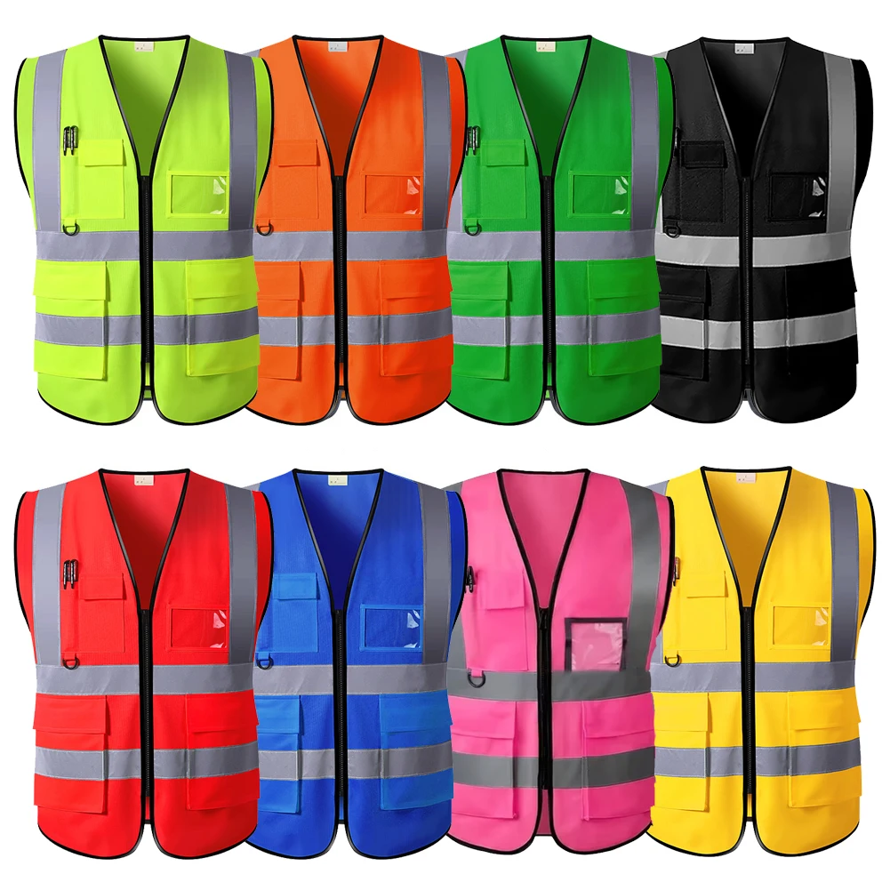 

High Visibility Reflective Safety Vest with Zipper Front Meets ANSI/ISEA Standards Class 2 Safety Vest Safety Clothing Workwear