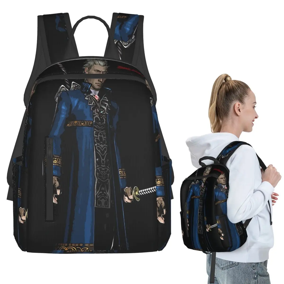 Vergil From The Devil May Cry Series  Backpack Student BookBag Boys Girls School Bag Laptop Shoulder Bags Men Women