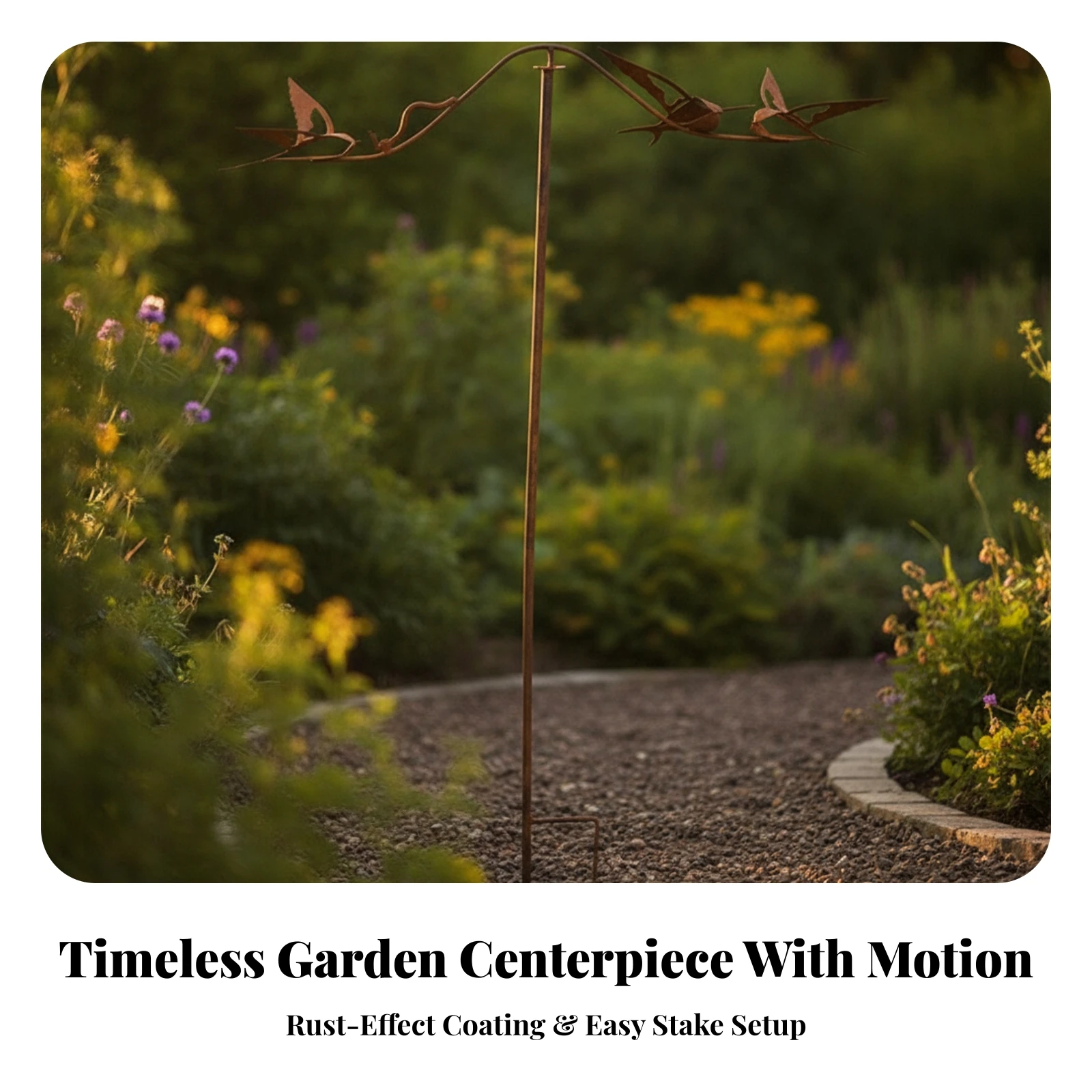 Balance Ornament with Bird Decorative Kinetic Bird Garden Stake Metal Garden Stake Decor Freestanding Weather-Resistant