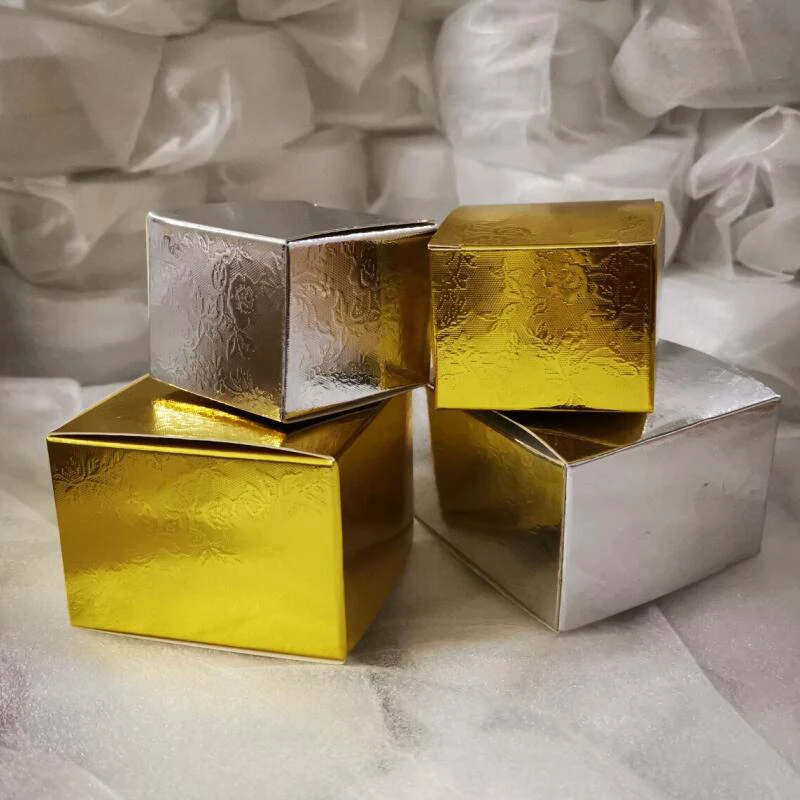 50pcs - Gold Silver Gift Paper Boxes Lipstick Perfume Essential Oil Cosmetics Packaging Boxes Valve Tube