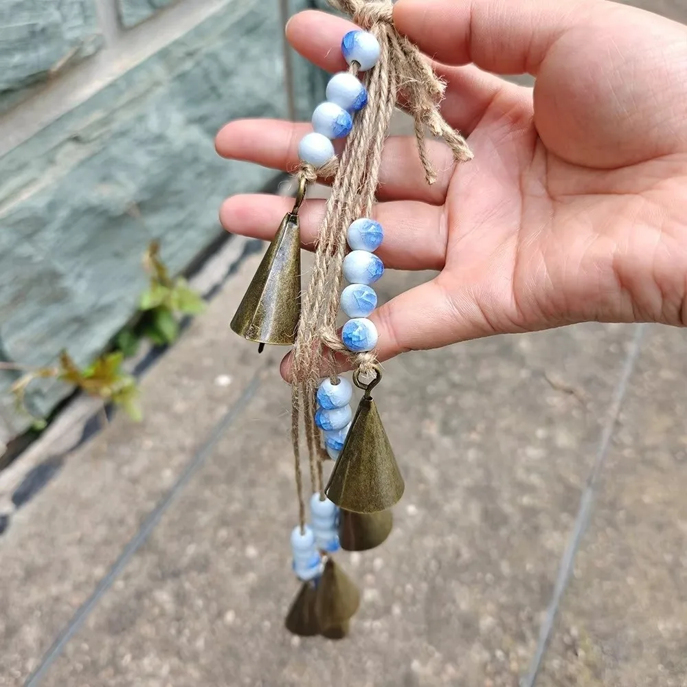 Unique Vintage Bohemia Wind Chime Multicolored Handmade Door Hanging Triangular Ceramic Bead Wall Mounted Wind Chime Gift