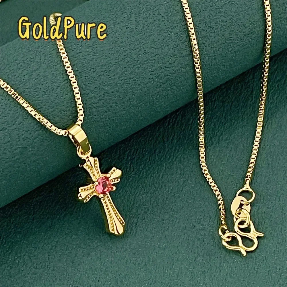 Goldpure Luxury 24K 9999 Pure Gold real gold Women's Cross Pendant Necklace