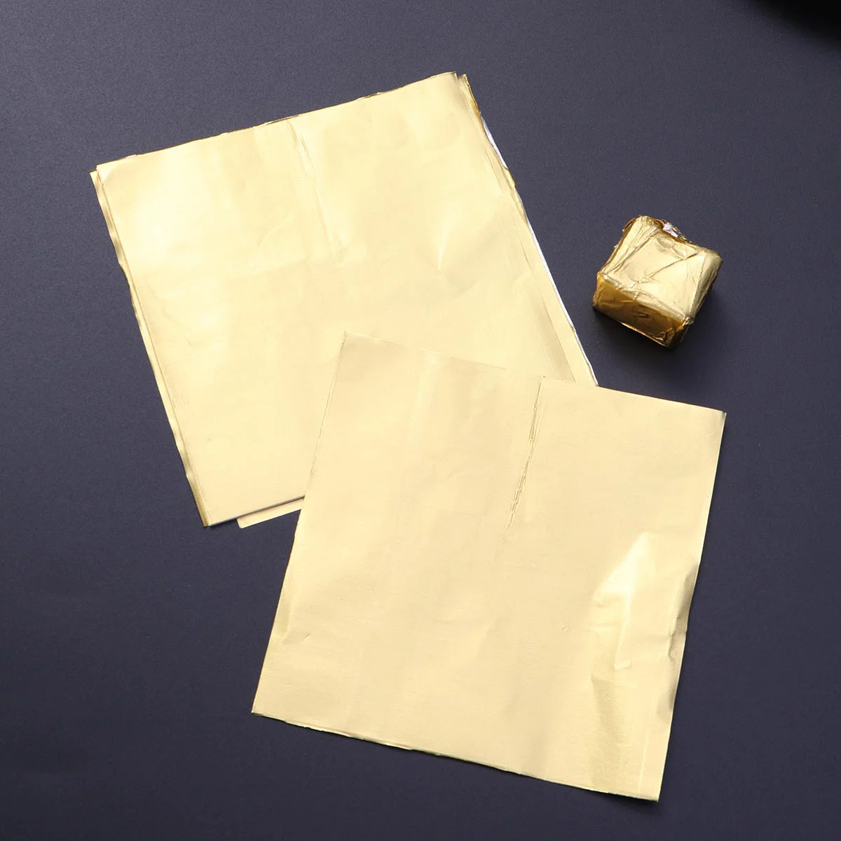 300PCS 10x10cm Gold Aluminum Foil Paper Candy Wrapping Food Grade Eco Friendly Tin Foil Embossing Perfect for Homemade