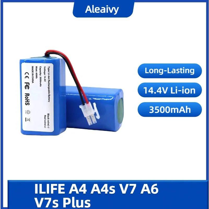 

NEW 14.8V 3500mAh Lithium Battery For ILIFE A4 A4s V7 A6 V7s Plus Robot Vacuum Cleaner ILife 4S1P real Capacity aleaivy