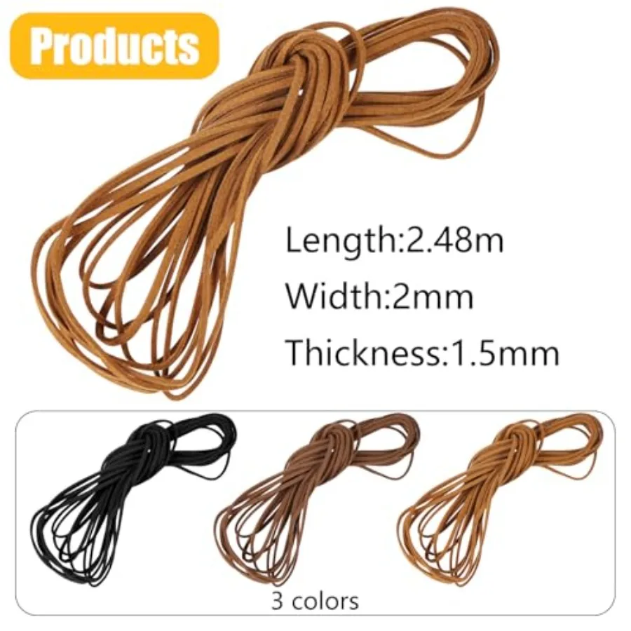 Faux Suede Leather Cord String Rope Thread Flat Suede Cord String Leather Lace for Jewelry Making Beading Necklace Bracelet DIY