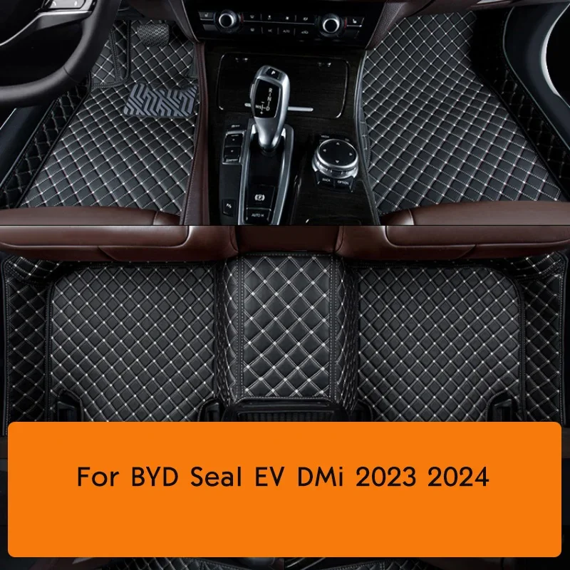 

For BYD Seal EV DMi 2023 2024 Artificial Leather Custom Car Floor Mats Auto Interior Details Accessories Carpet