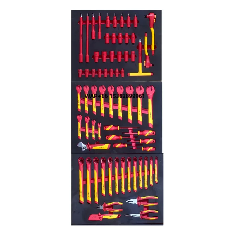 68pcs Auto Repair Tool VDE Insulated Suit 1000V Ratchet Wrench Socket Ring Wrench Combination Pliers