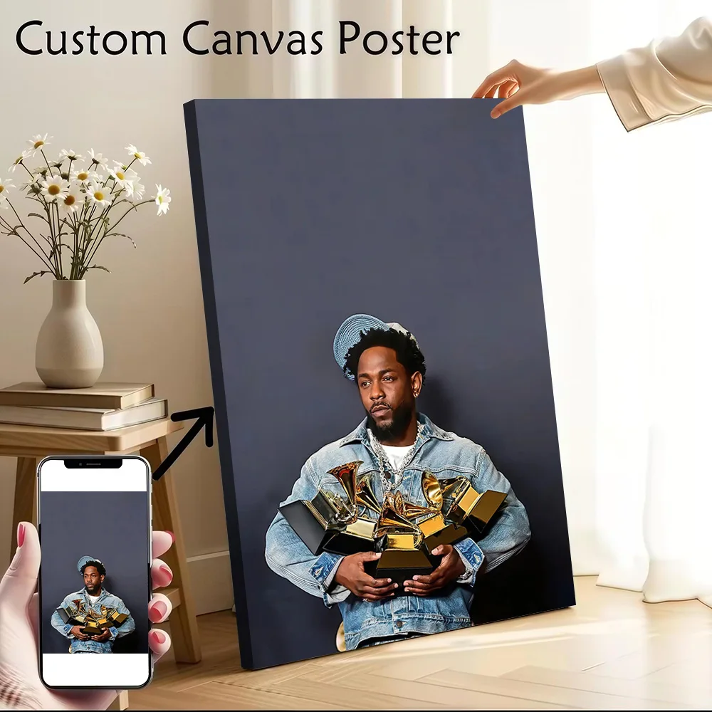 Kendrick Lamar With Grammy Awards Canvas Wall Art Poster Custom Wall Paintings Personalized Photo Printing for Bedroom Wand Deko