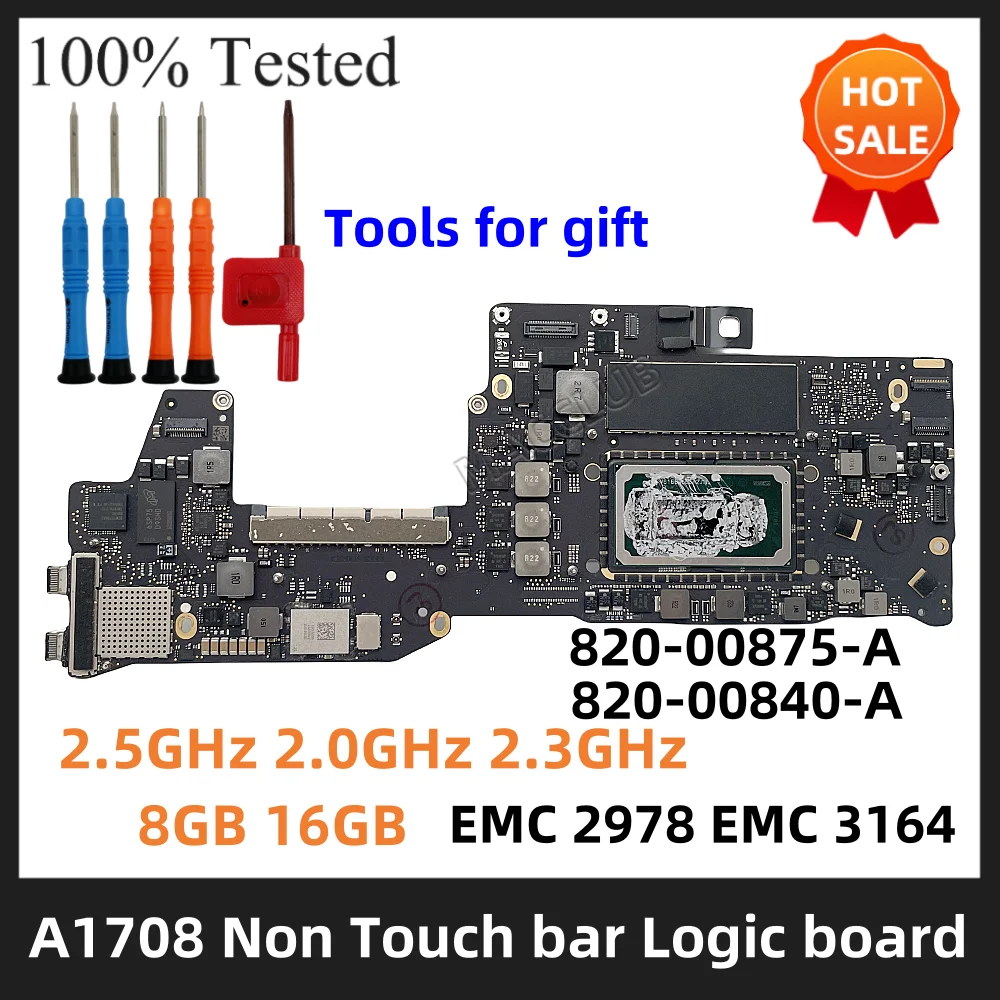 A1708 płyta główna laptopa dla MacBook Pro A1708 2.5GHz 2.0GHz 2.3GHz 8GB 16GB 2016 820-00875-A 820-00840-A 2016 2017 tablica logiczna